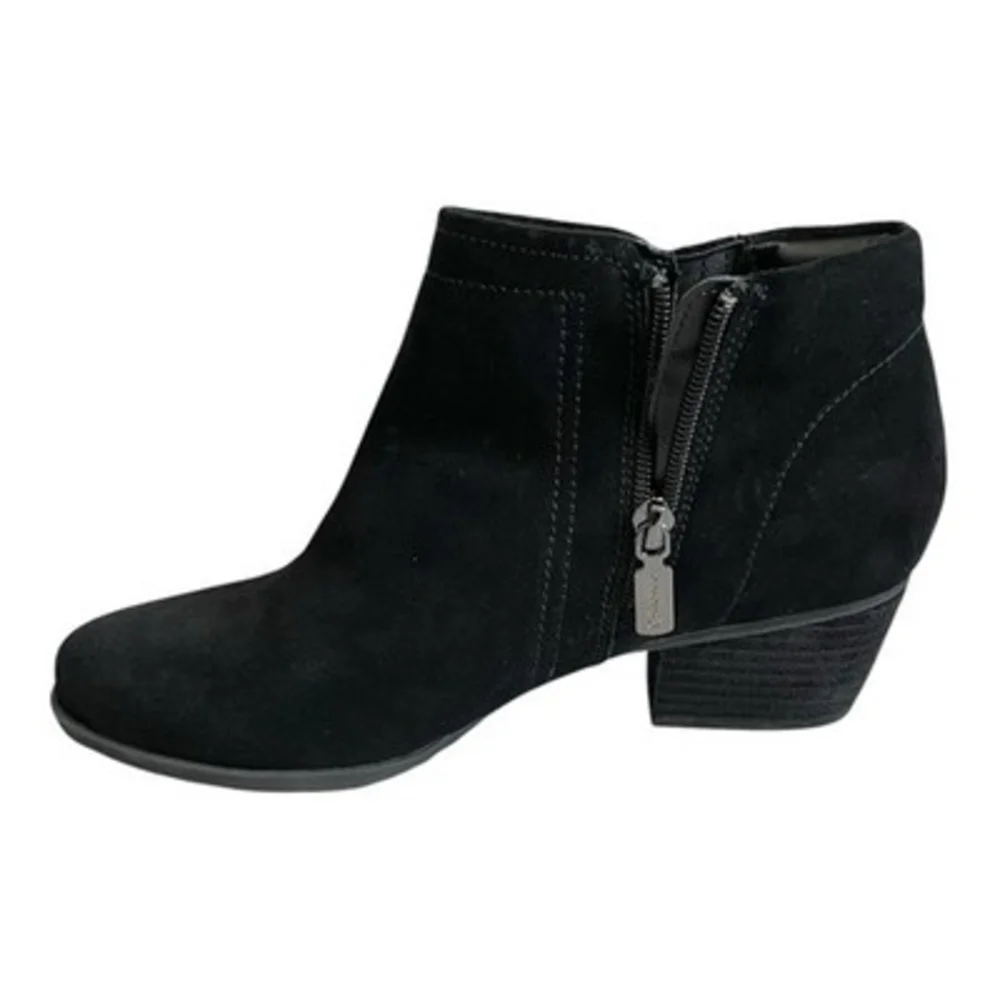 Blondo Women's Black Suede Waterproof Ankle Boots Size 8W Side Zip Booties EXC